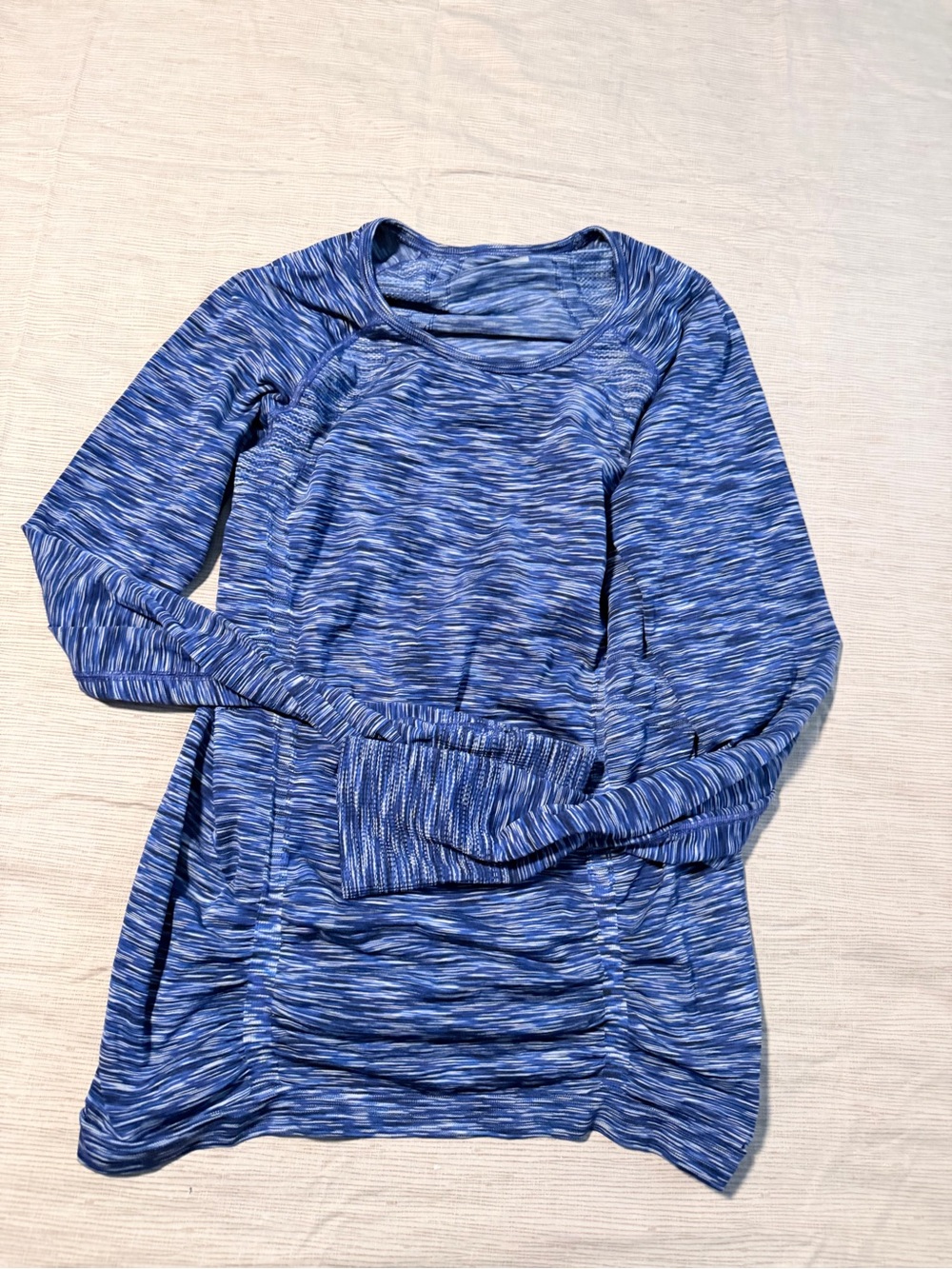 Athleta Blue Space-Dye Long Sleeve Top